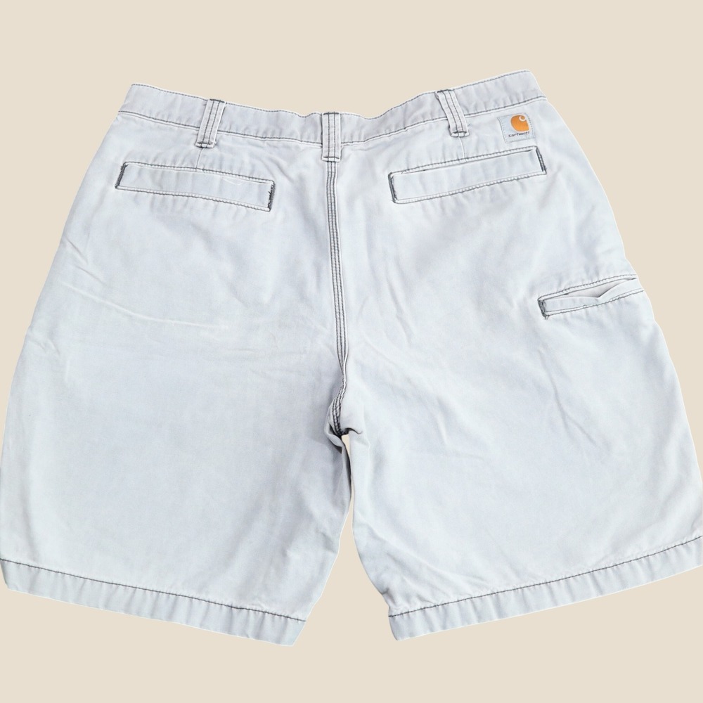 Carhartt Relaxed Fit Shorts Men 36 Grey Cotton Canvas Utility Carpenter Workwear - Picture 2 of 10